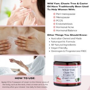 Wild yam, Chaste tree and organic castor oil hormone balance cream